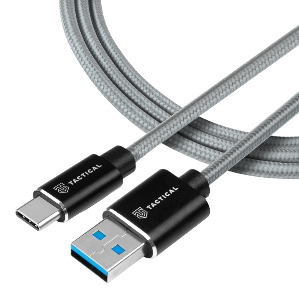 Tactical Fast Rope Kevlar Cable USB-A/USB-C 1m Grey