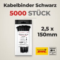 50x 100 Stück Kabelbinder Schwarz 2,5 x 150 mm