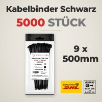 50x 100 Stück Kabelbinder Schwarz 9 x 500 mm