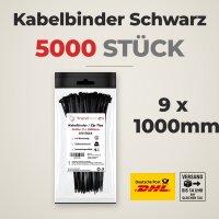 50x 100 Stück Kabelbinder Schwarz 9 x 1000 mm
