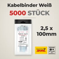50x 100 Stück Kabelbinder Weiß 2,5 x 100 mm