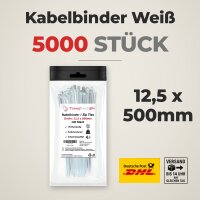 50x 100 Stück Kabelbinder Weiß 12,5 x 500 mm