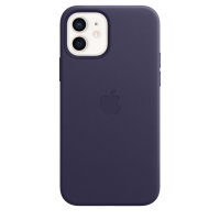Apple iPhone 12 / 12 Pro Leder Case Dunkleviolett