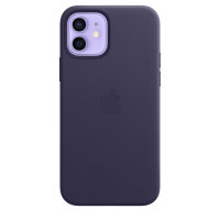 Apple iPhone 12 / 12 Pro Leder Case Dunkleviolett