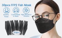 Medisun FFP2 Fischmasken CE0370 Schwarz (30 Stück)