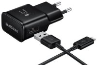 Samsung Schnellladegerät EP-TA200EBE mit USB A auf USB C Kabel in schwarz