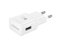 Samsung quick charger EP-TA200EWE with USB A to USB C cable in white