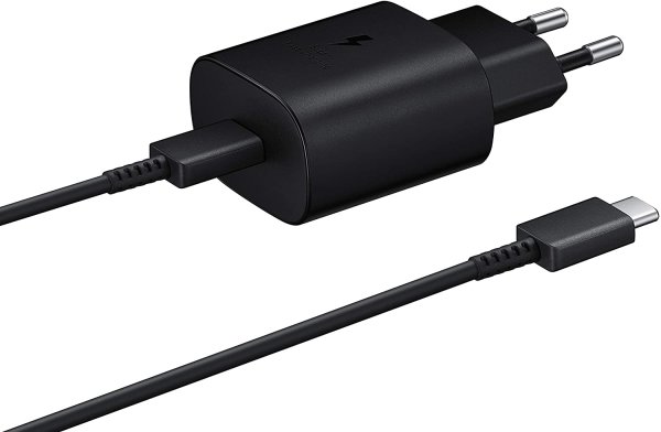 Samsung quick charger 25W with USB C charging cable 1m in black